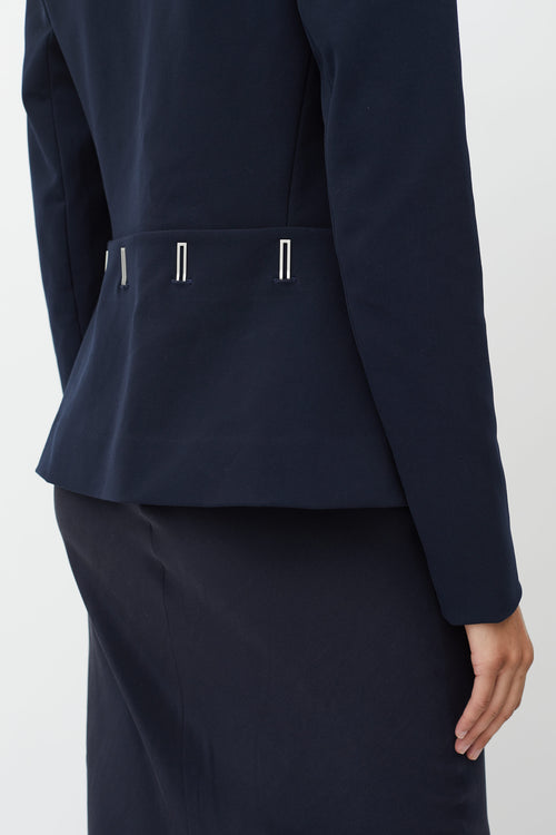 Dion Lee Navy Compact Stretch Hook Blazer