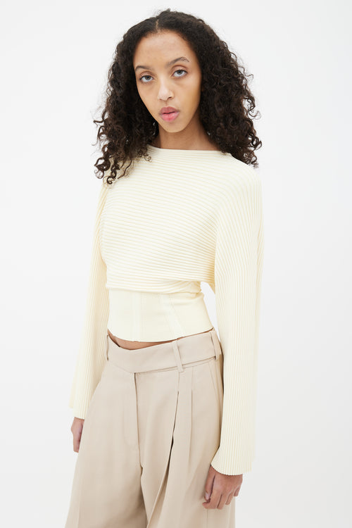 Dion Lee Cream Ribbed Corset Sweater