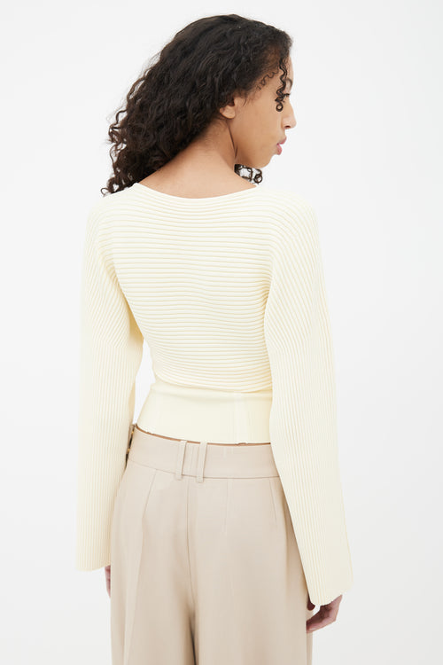 Dion Lee Cream Ribbed Corset Sweater