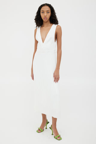 Dion Lee White Trapeze Pleated Dress