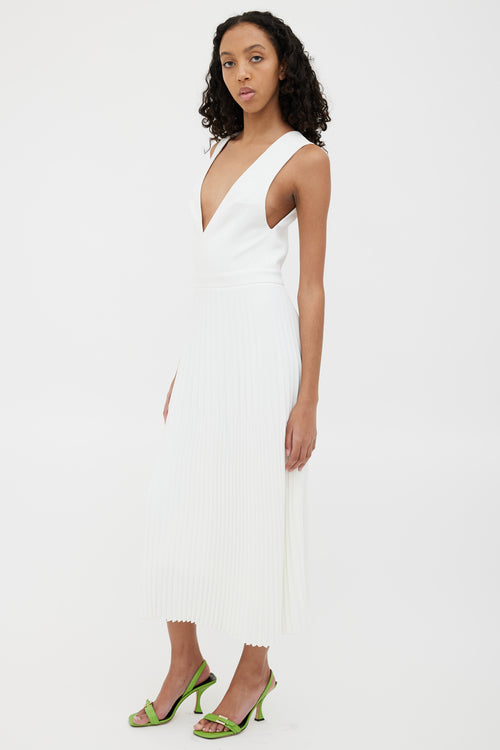 Dion Lee White Trapeze Pleated Dress