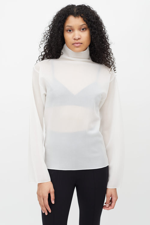 Dion Lee White Sheer Mesh Turtleneck