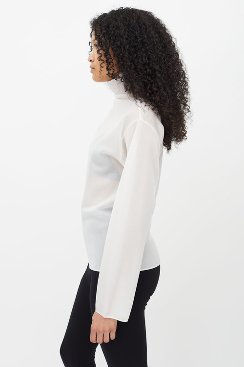 Dion Lee White Sheer Mesh Turtleneck