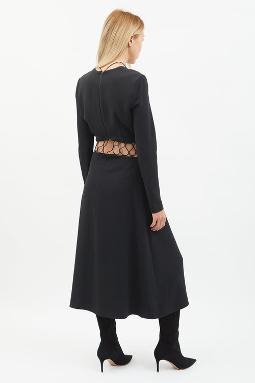 Dion Lee Black Floating Coil Long Sleeve Dress