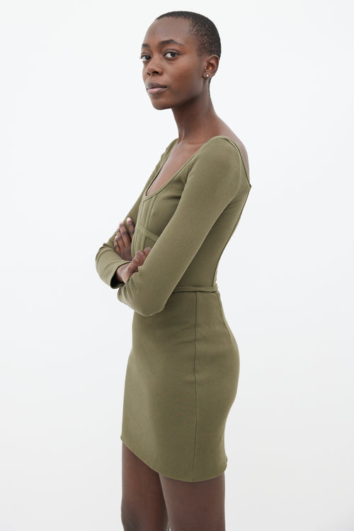 Dion Lee Green Organic Cotton Rib Corset Mini Dress