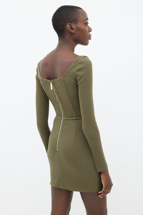 Dion Lee Green Organic Cotton Rib Corset Mini Dress