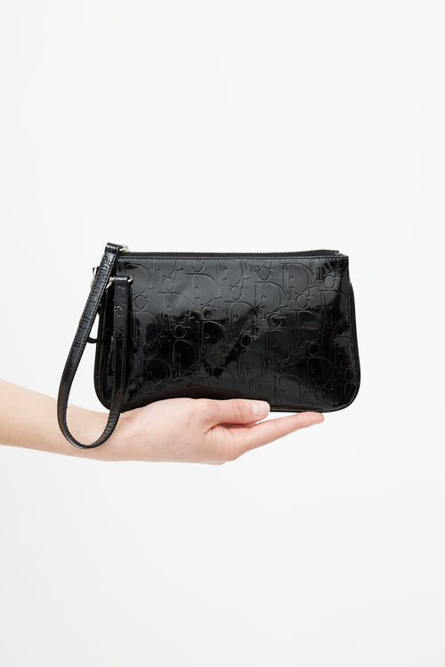 Dior Black Patent Monogram Clutch