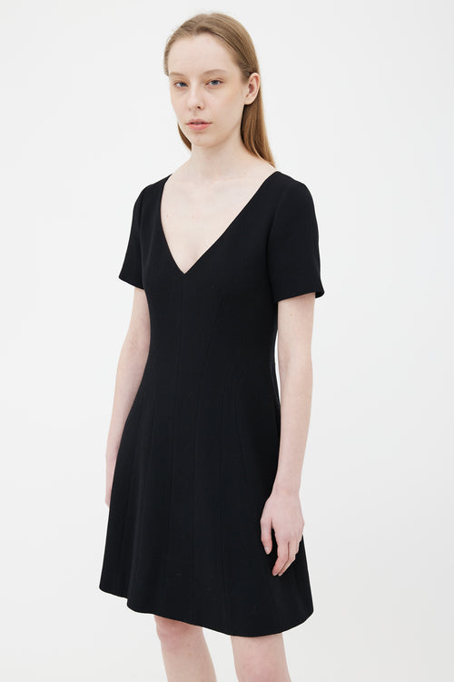 Dior Black V-Neck Short Sleeve Dress