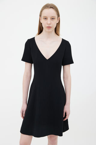 Dior Black V-Neck Short Sleeve Dress