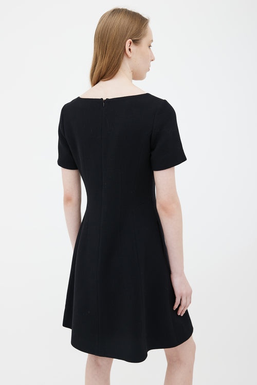 Dior Black V-Neck Short Sleeve Dress