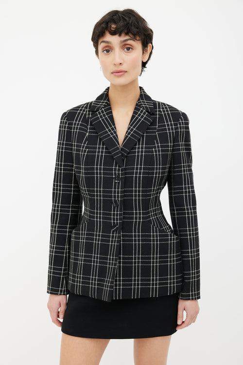 Dior Black 
White 30 Montaigne Bar Check Jacket