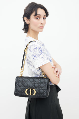 Dior Black Quilted Leather Caro Shoulder Bag