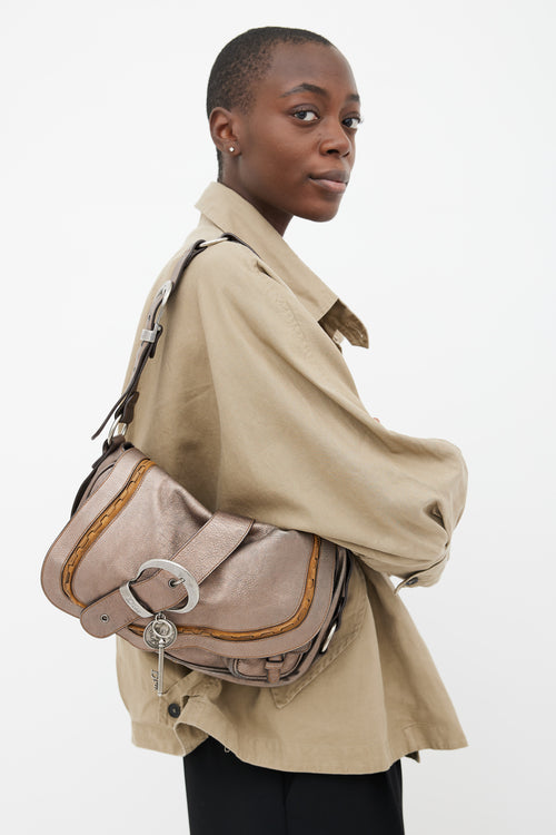 Dior SS 2006 Grey Gaucho Saddle Shoulder Bag