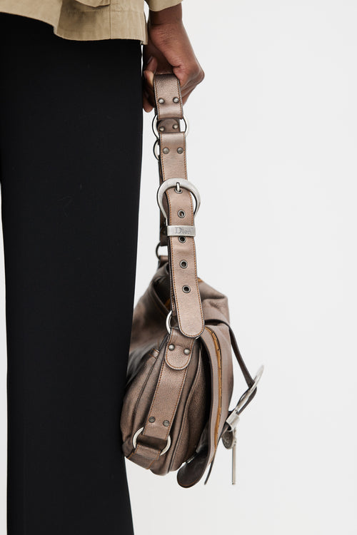 Dior SS 2006 Grey Gaucho Saddle Shoulder Bag