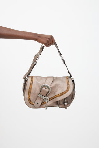 Dior SS 2006 Grey Gaucho Saddle Shoulder Bag