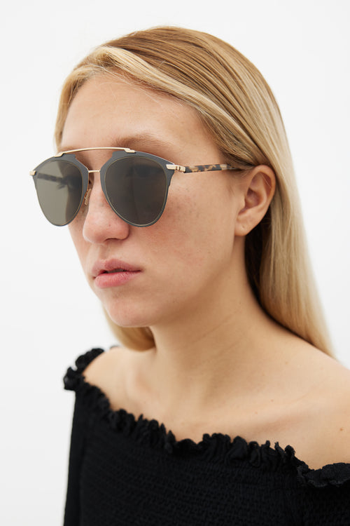 Dior Brown 
Gold Tone Reflected Sunglasses