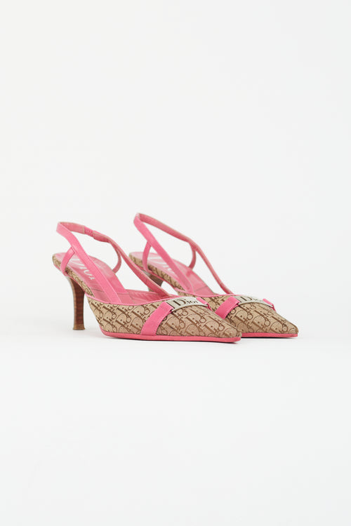 Dior Brown 
Pink Monogram Slingback Heel