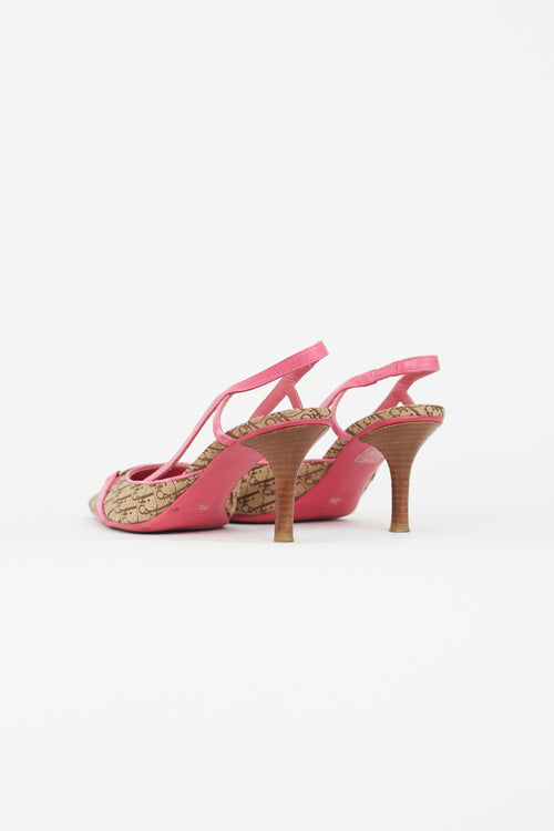 Dior Brown 
Pink Monogram Slingback Heel