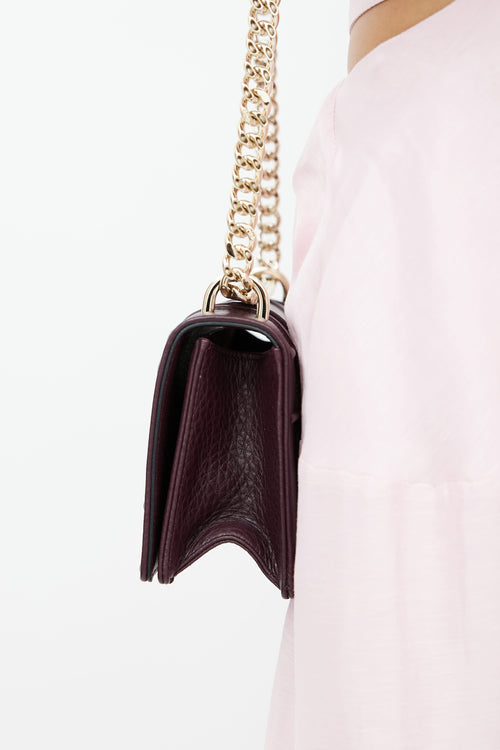 Dior Burgundy 
Pale Gold Diorama Shoulder Bag