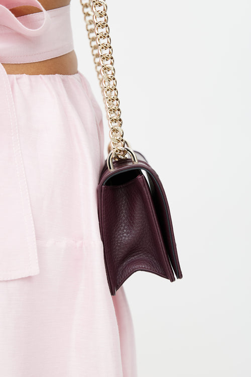 Dior Burgundy 
Pale Gold Diorama Shoulder Bag