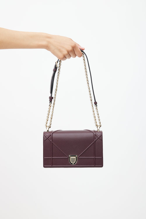 Dior Burgundy 
Pale Gold Diorama Shoulder Bag