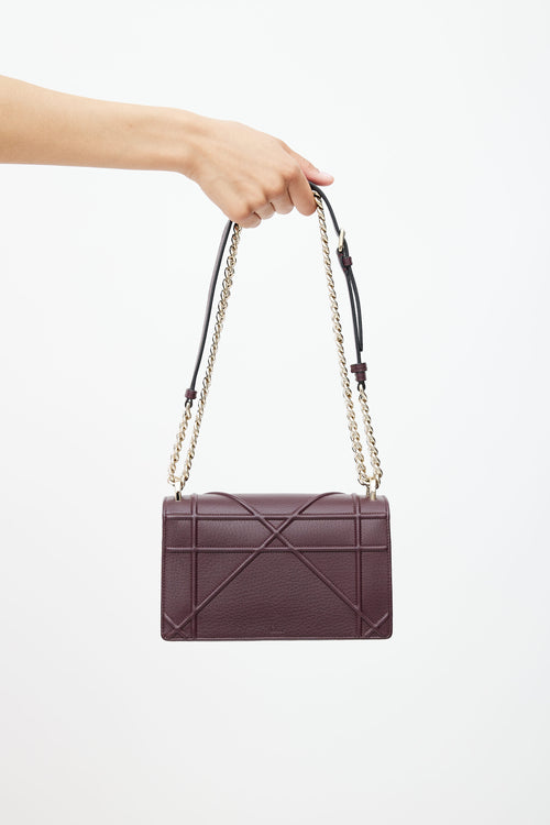 Dior Burgundy 
Pale Gold Diorama Shoulder Bag