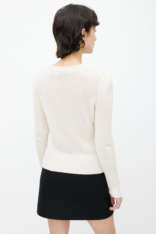 Dior Cream Cashmere Red Heart Knit Sweater