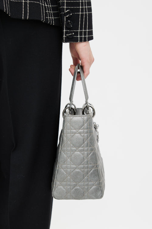 Dior Gunmetal Silver Lady Bag