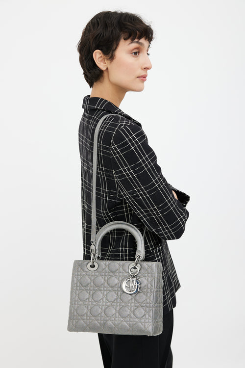 Dior Gunmetal Silver Lady Bag