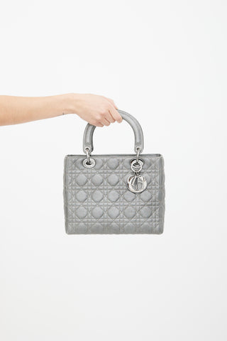 Dior Gunmetal Silver Lady Bag