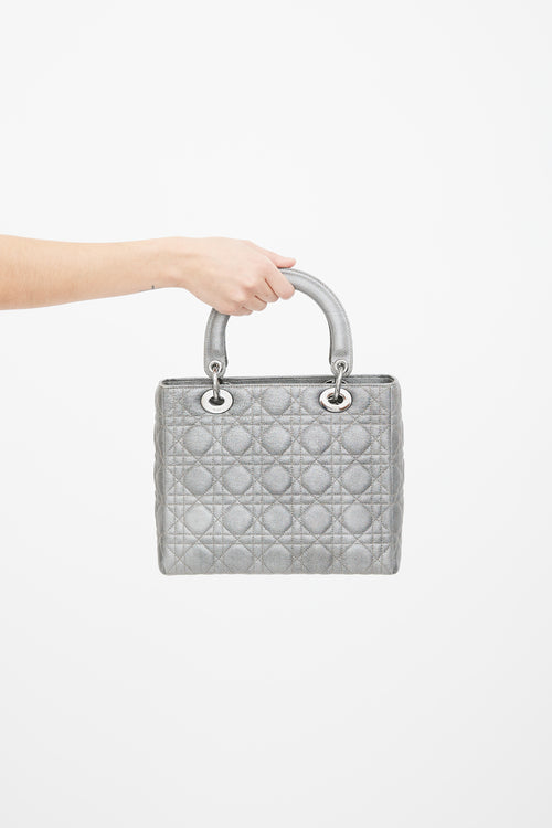 Dior Gunmetal Silver Lady Bag