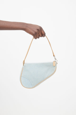 Dior Light Blue Saddle Denim Mini Shoulder Bag