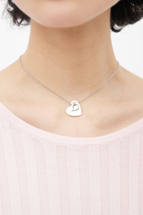 Dior Silver-Tone Heart 
D Pendant Necklace