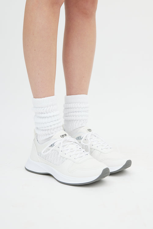 Dior White 
Grey Leather B25 Runner Sneaker