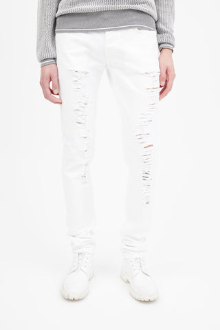 Dior White Skinny 16 Distressed Jeans