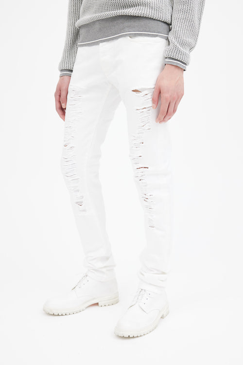 Dior White Skinny 16 Distressed Jeans