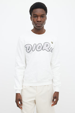 Dior X Kaws White Cotton 
Grey Logo Sweater