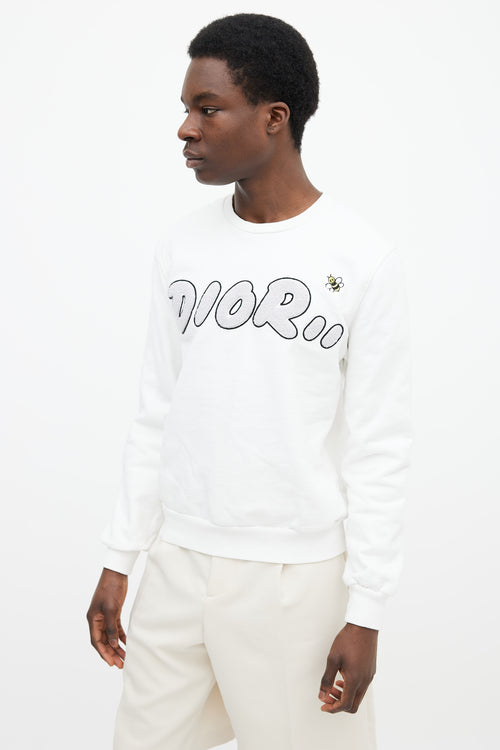 Dior X Kaws White Cotton 
Grey Logo Sweater