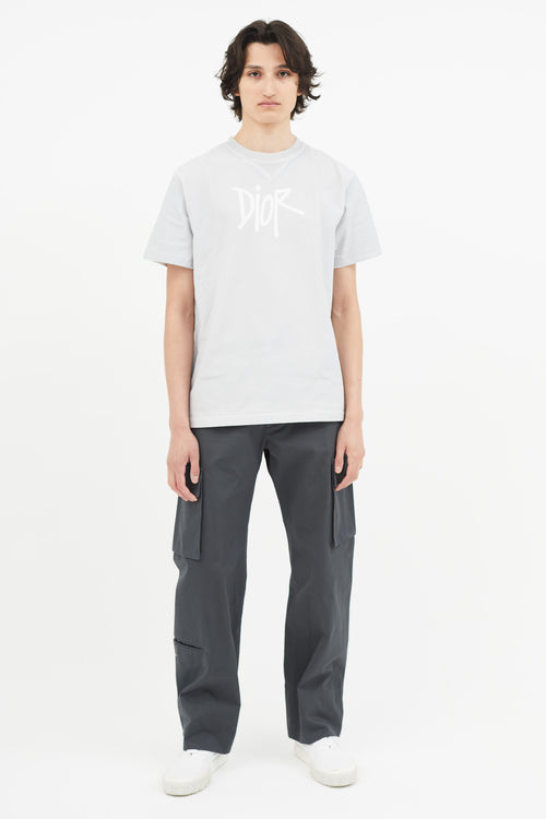 Dior x Shawn Stussy SS 2020 Grey Logo T-Shirt