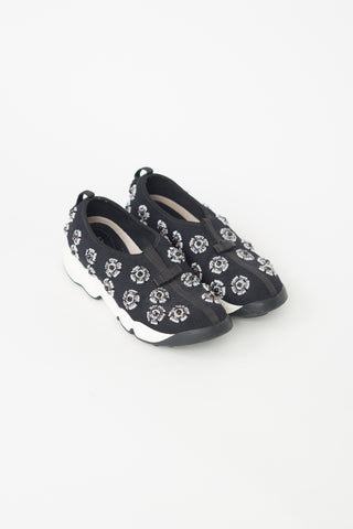 Dior Black Multi Flower Embellished Fusion Sneaker