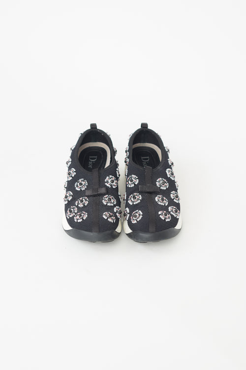 Dior Black Multi Flower Embellished Fusion Sneaker