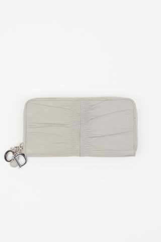 Dior Grey Leather Ruched Zip Wallet