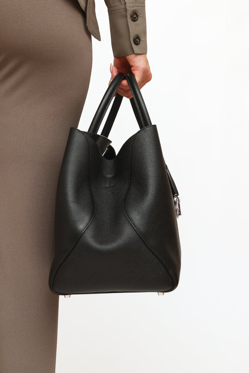 Dior Black Leather Open Bar Tote Bag