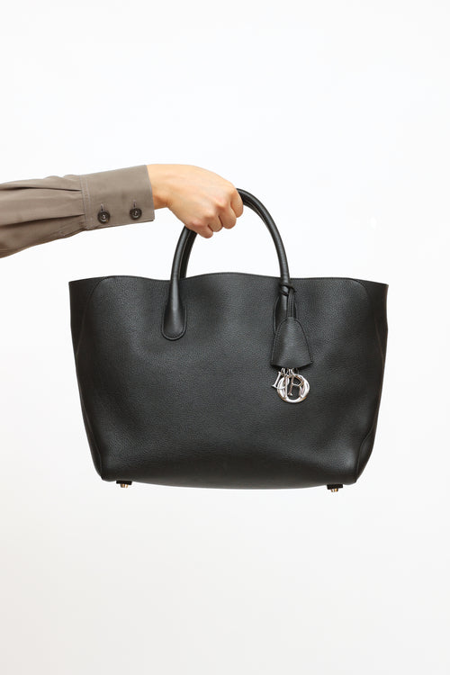 Dior Black Leather Open Bar Tote Bag