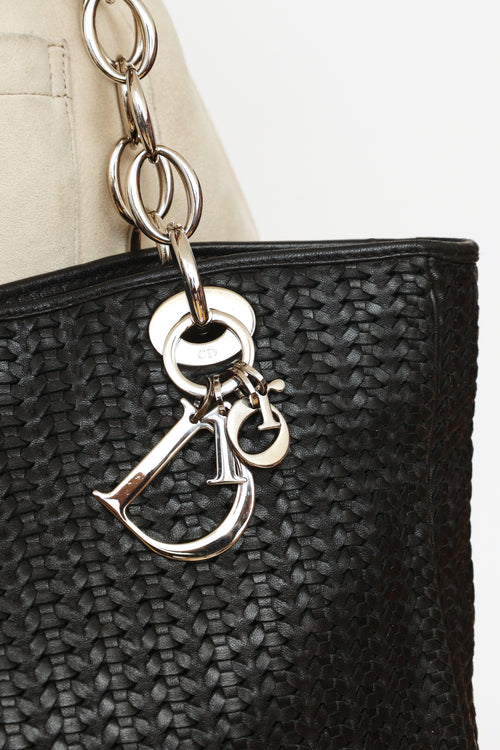 Dior Black Woven Leather Tote Bag