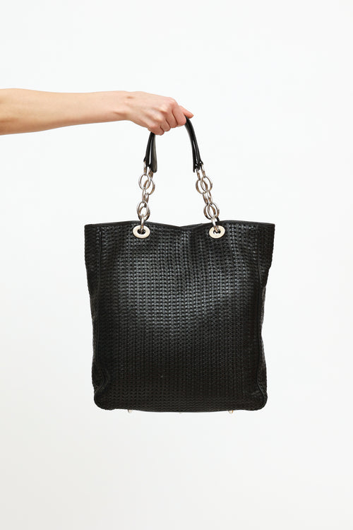 Dior Black Woven Leather Tote Bag