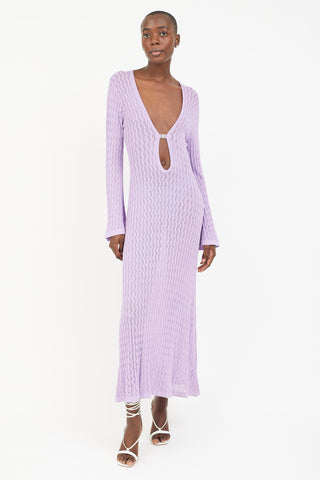 Dodo Bar Or Purple Maya Sheer Knit Long Sleeve Dress