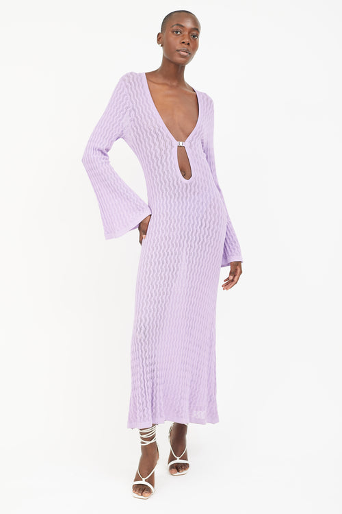 Dodo Bar Or Purple Maya Sheer Knit Long Sleeve Dress