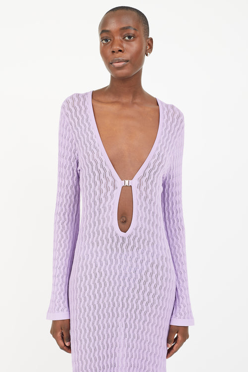 Dodo Bar Or Purple Maya Sheer Knit Long Sleeve Dress