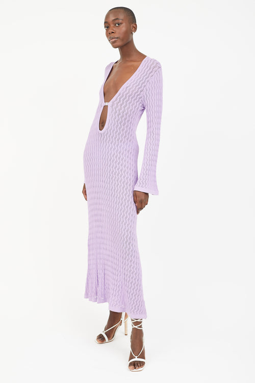 Dodo Bar Or Purple Maya Sheer Knit Long Sleeve Dress